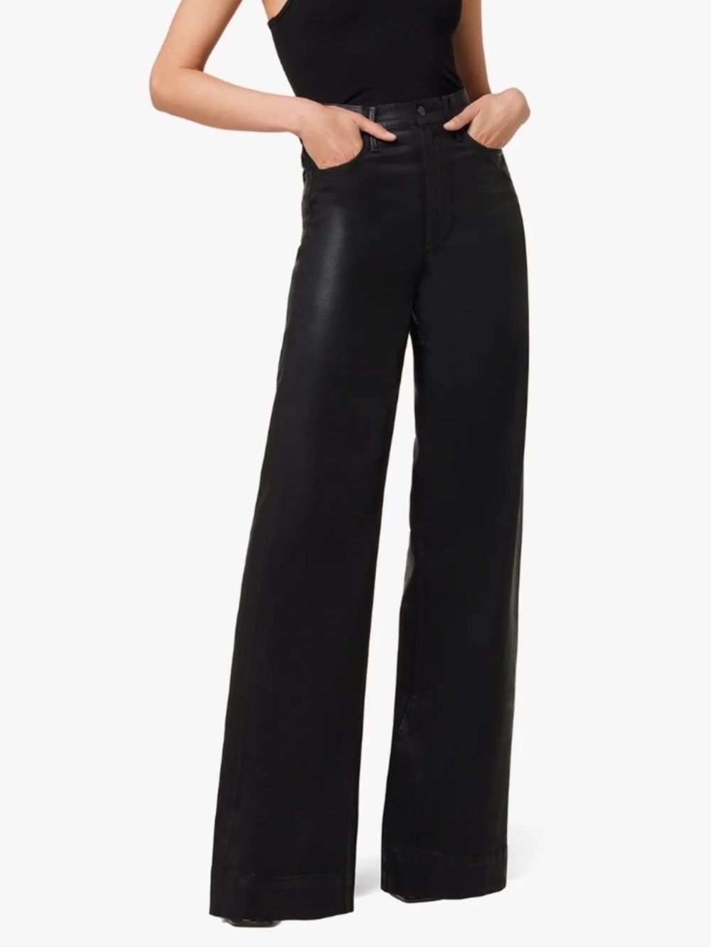 Joe’s The Mia High Rise Wide Leg Coated Black Stretch Jeans Pants Size 27 Comfy